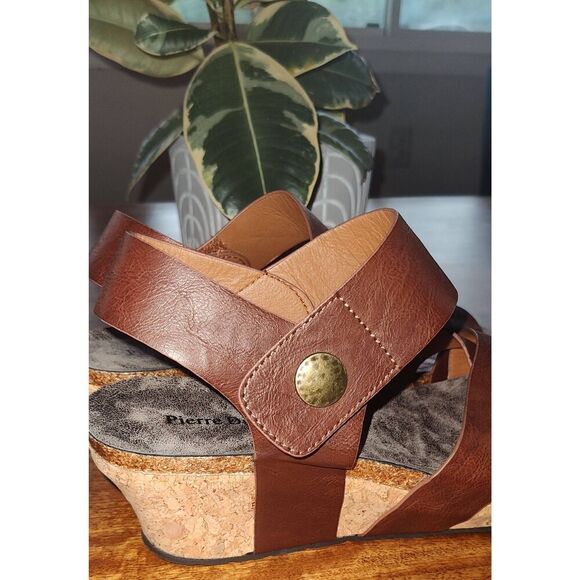 Pierre Dumas Size 11 Chantal 4 wedge cork heel sandals Whiskey - Picture 4 of 7